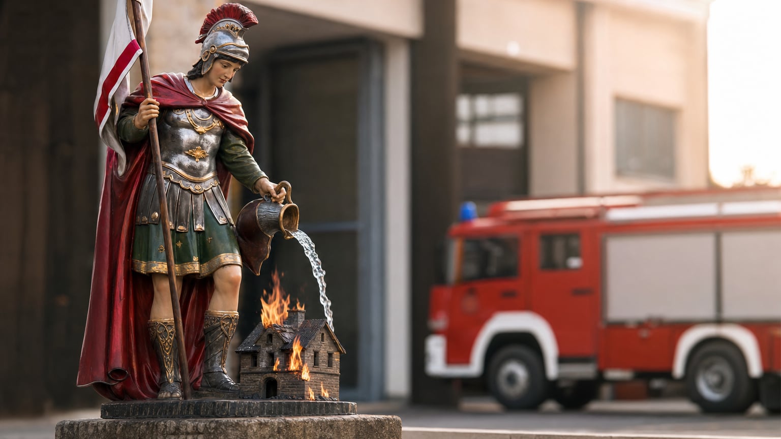 Kim był św. Florian i skąd wziął się jego związek ze strażakami? Poznaj historię męczennika, legendę o ogniu i wodzie oraz drogę, dzięki której stał się jednym z najważniejszych patronów straży pożarnej.